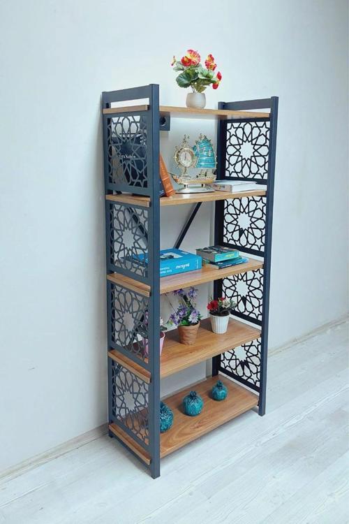 Desenli, Lazer Kesim, Metal, 5'li Raf,çiçeklik,kitaplık, Dolap