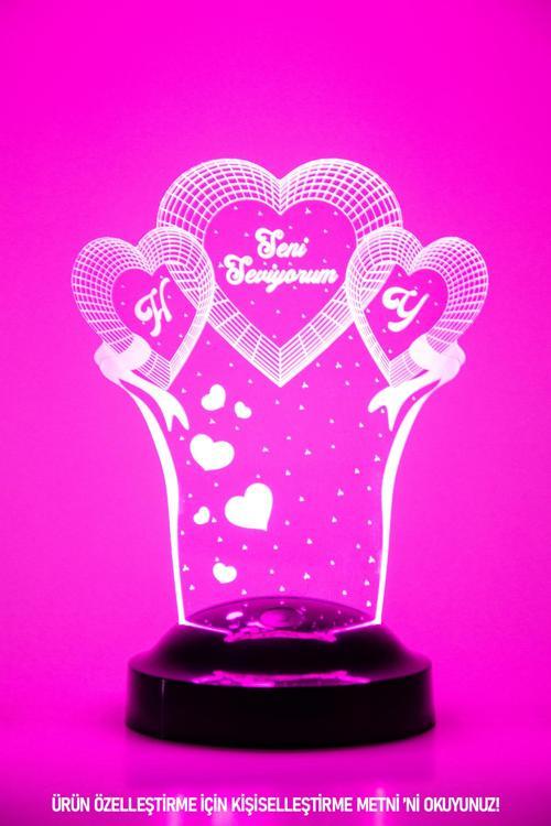 Yıldönümü 3 Boyutlu Kişiye Özel Konsept Hediye Led Lamba