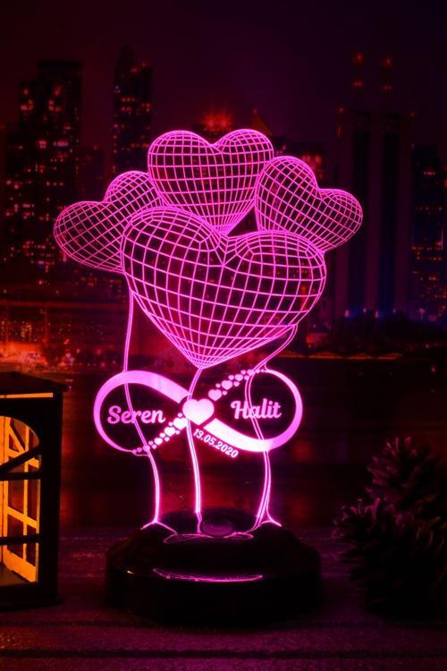 Balon Kalpler 3 Boyutlu Kişiye Özel Konsept Hediye Led Lamba