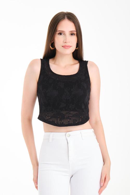 Kalın Askılı Pamuk Dantel  Atlet