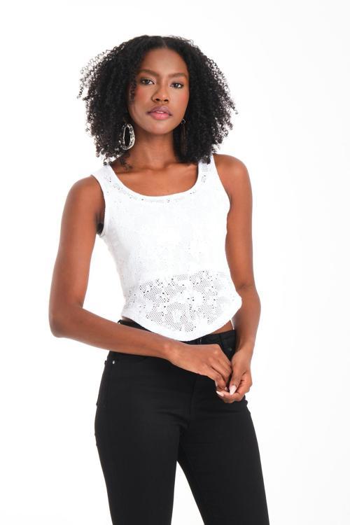 Kalın Askılı Pamuk Dantel  Atlet