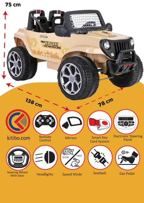 Safari 24V 4x4 Çift Kişilik Akülü Araba