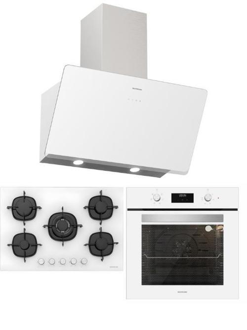 Beyaz Ankastre Set (CS5801E7W01 Ocak/S2-BO6502W02 Fırın/3457 Soho Davlumbaz)