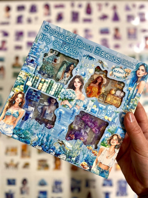 Mevsimler Serisi Yaz Temalı 4 Bölüm 100 Yaprak 435 Adet Kutu Sticker Seti/Etiket/Çıkartma
