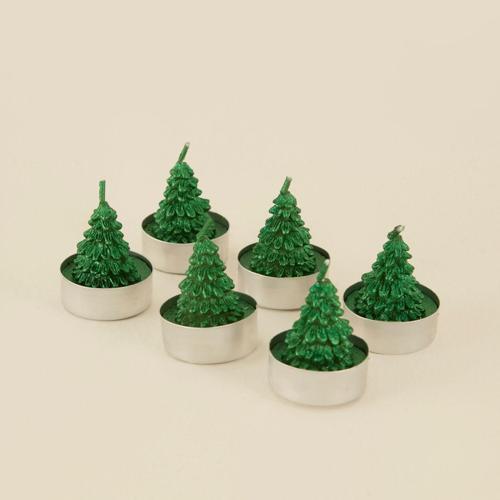 Tealight Çam Ağacı Şekilli 6'lı Mum