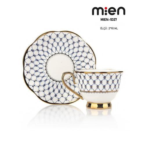 MİEN 2 Kişilik 90 ml YaldızlI Porselen Fincan Takımı