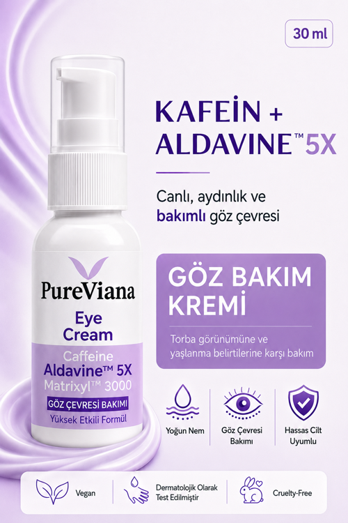 Göz Kremi 30ML – Kafein + Peptit + Hyaluronik Asit – Morluk, Göz Altı Torbası ve Kırışıklık Karşıtı
