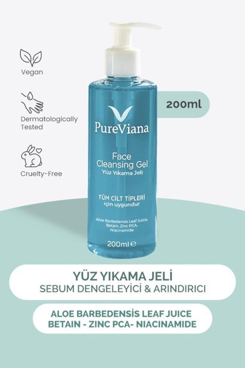 Yüz Temizleme Jeli 200ML – Aloe Vera + Niacinamide + Bha – Siyah Nokta & Akne Karşıtı, Gözenek Temizleyici, Sebum Dengeleyici