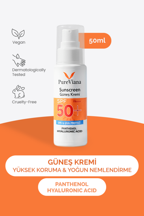 Güneş Kremi Spf 50+ Pa++++ 50ML – Yüksek Koruma, Nemlendirici, Leke Karşıtı, Cilt Tonu Eşitleyici – Yeni Nesil Filtreli