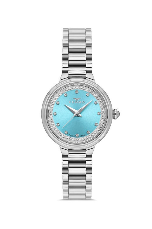 Quartz Çelik Gri Turkuaz Kadran 23 mm Kadın Kol Saati