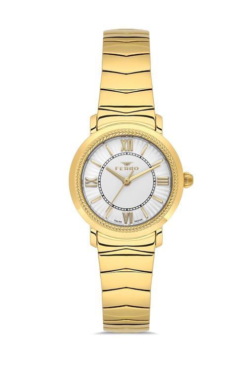 FL43009A-B Quartz Çelik Altın Rengi 28 mm Kadın Kol Saati