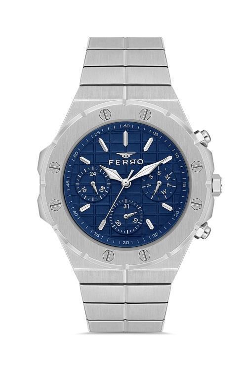 Quartz Çelik Gri Lacivert Kadran 42 mm Fonksiyonları Aktif Erkek Kol Saati