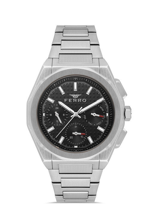 FM43013A-A2 Quartz Çelik Gri Siyah Kadran 43 mm Erkek Kol Saati