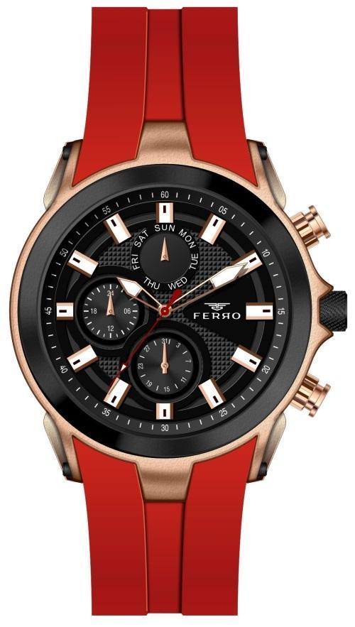 FM31402D-R4 Quartz Silikon Bordo Siyah Kadran 44 mm Erkek Kol Saati