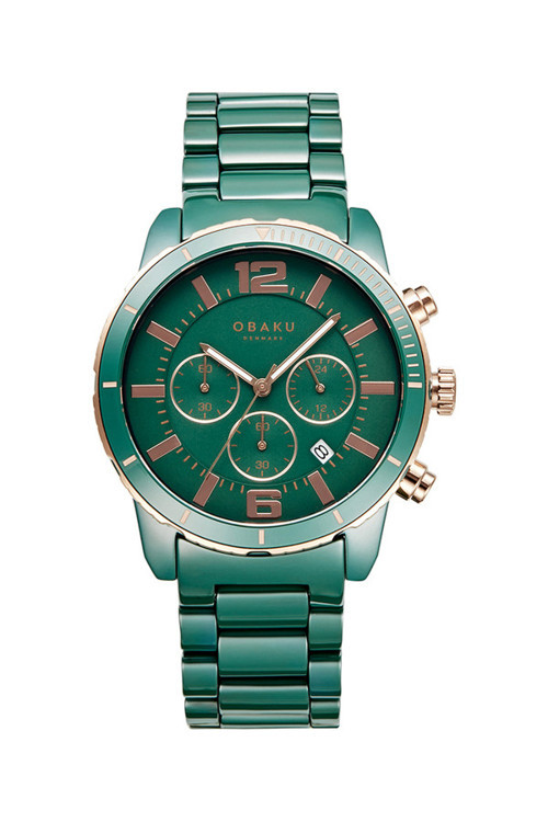 V278GCEECE Quartz Seramik Yeşil Safir Cam 43 mm Erkek Kol Saati