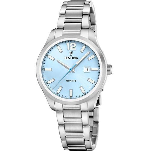 F20737/3 Classics Quartz Çelik Gri Açık Mavi Kadran 34 mm Kadın Kol Saati