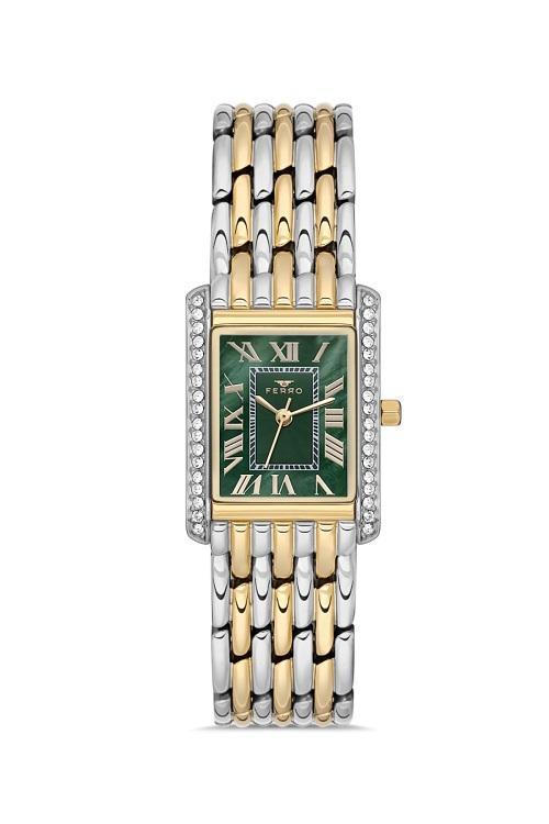 FL21483A-D6 Quartz Çelik Altın/Gri Yeşil Kadran 22 mm Kadın Kol Saati
