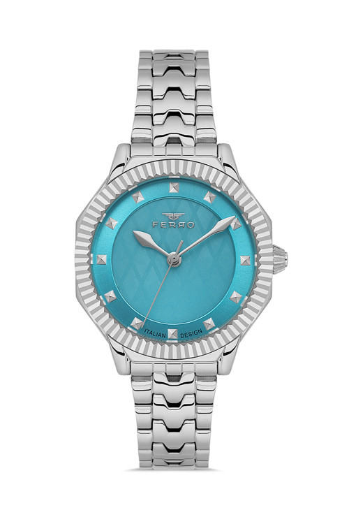 FL21632AWT-A15 Quartz Çelik Gri Turkuaz Kadran 32 mm Kadın Kol Saati
