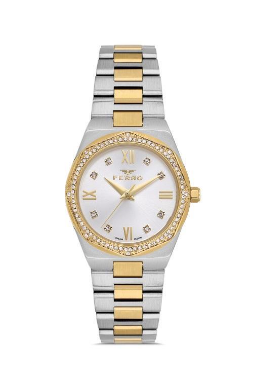 FL21518AWT-D Quartz Çelik Altın/Gri 30 mm Kadın Kol Saati