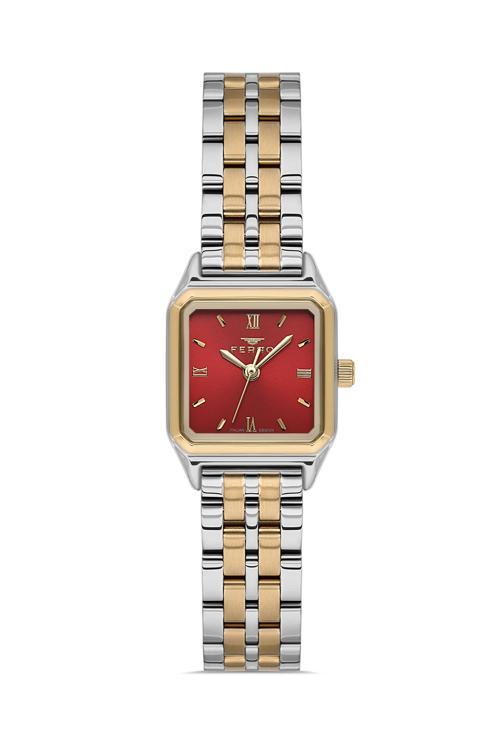 FL40148A-D8 Quartz Çelik Gri Kırmızı Kadran 21 mm Kadın Kol Saati