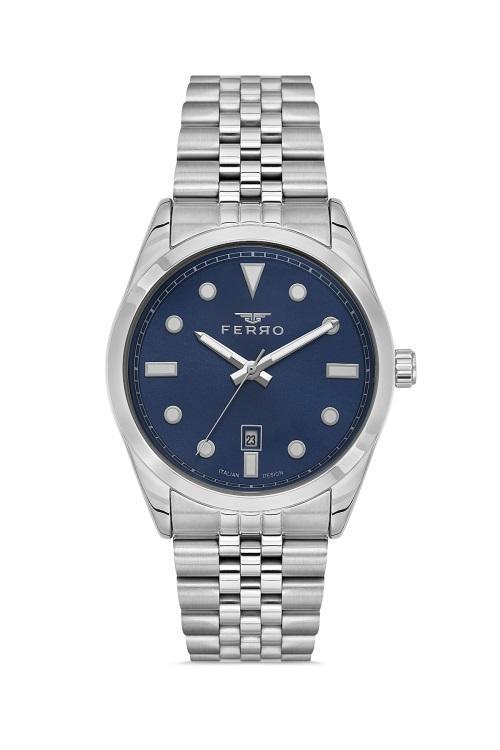 F11567AWT-A3 Quartz Çelik Gri Mavi Kadran 41 mm Erkek Kol Saati