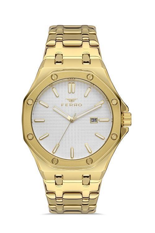 F11290A-B 42 mm Quartz Çelik Altın Rengi 42 mm Erkek Kol Saati