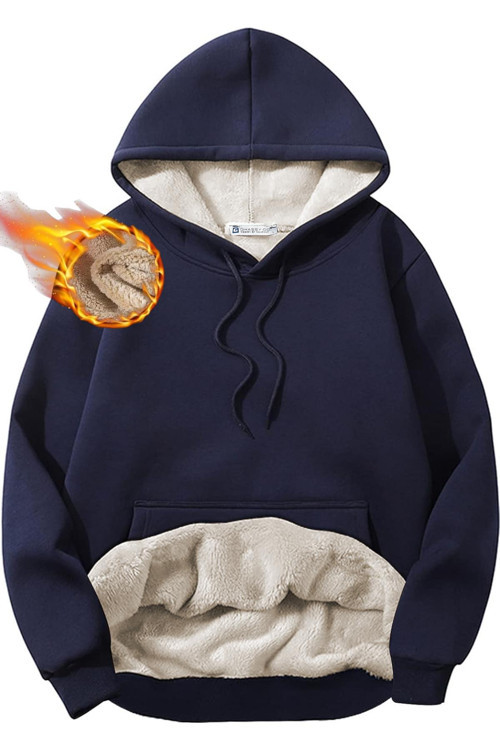 Erkek Ultra Termal Kapüşonlu Sherpa Astarlı Kanguru Cepli Sweatshirt