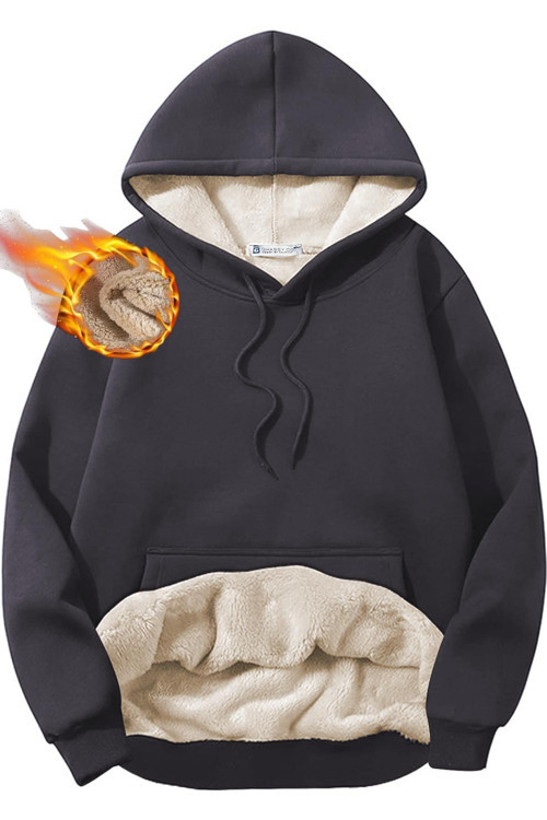 Erkek Ultra Termal Kapüşonlu Sherpa Astarlı Kanguru Cepli Sweatshirt