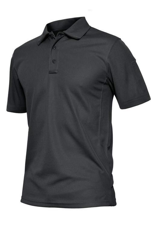 Erkek Taktik Polo Yaka Gömlek Hızlı Kuruma Nem Emici Performans Pique Jersey Golf T-shirt