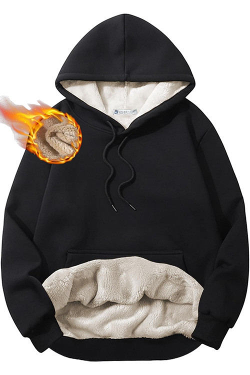 Erkek Ultra Termal Kapüşonlu Sherpa Astarlı Kanguru Cepli Sweatshirt