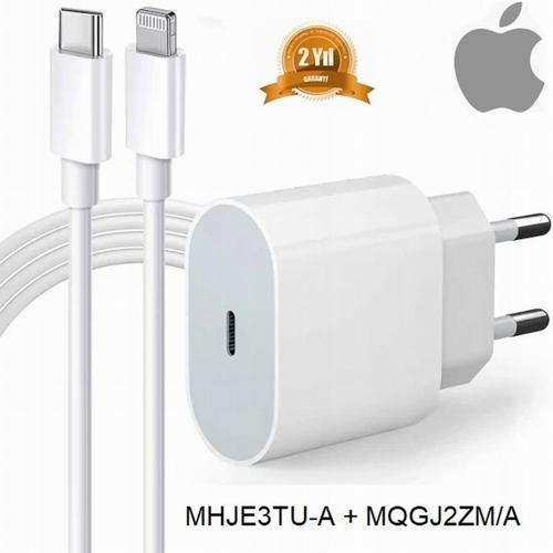 Orjinal Apple iPhone Uyumlu 20W Hızlı Şarj Aleti Seti USB-C MHJE3TU-A + MQGJ2ZM/A (Kablo Dagil) İTHALATÇI GARANTİLİ