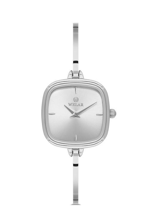 Wel 2501-1 Kadın Kol Saati –Yarım Kelepçe Model, Gümüş Renk, 3 ATM Suya Dayanıklı
