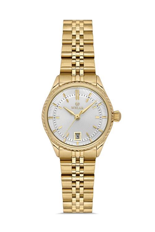 Wel 2511-6 Kadın Kol Saati – Çelik Kasa & Kordon, Takvimli, Gold Renk, 3 ATM Suya Dayanıklı
