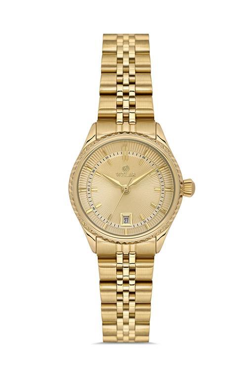 Wel 2511-4 Kadın Kol Saati – Çelik Kasa & Kordon, Takvimli, Gold Renk, 3 ATM Suya Dayanıklı