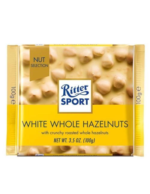 Ritter Sport White Whole Hazelnuts Bütün Fındıklı ve Çıtır Pirinçli Beyaz Çikolata 100 g