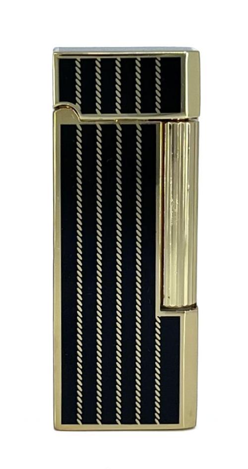 Altın Renk Şeritli Soft Flame Çakmak - Siyah