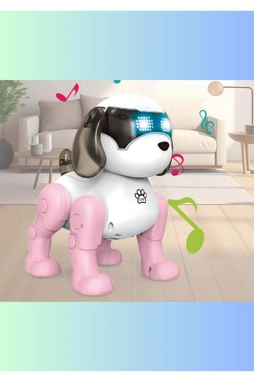 Işıklı Müzikli Kuyruk Sallayan Pilli Sevimli Robot Köpek Pembe