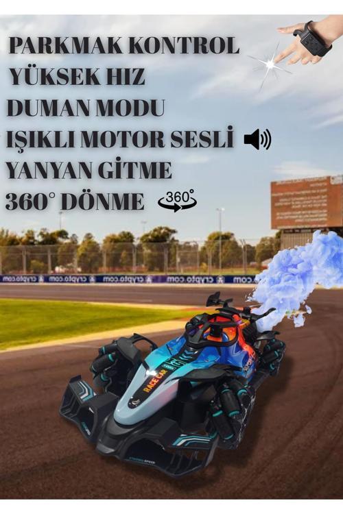 2.4 Ghz Yüksek Hızlı Parmak Kontrol Duman Modlu Uzaktan Kumandalı Formüla Yarış Arabası