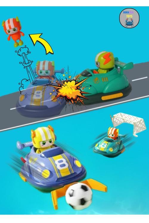 2.4Ghz 2 Araç Çarpınca Düşen Figürlü Uzaktan Kumandalı Şarjlı Müzikli Işıklı Çarpışan Arabalar