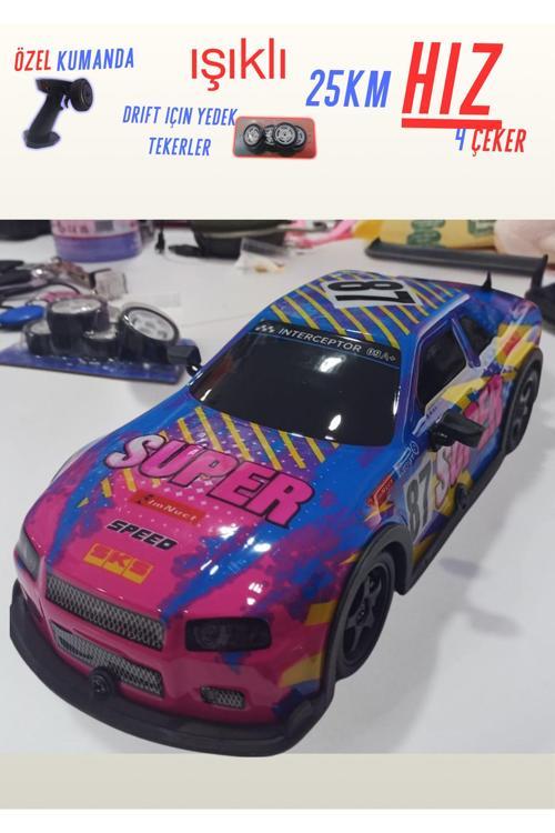 25Km Hız 1:18Ölçek 1.200Mah Şarjlı 2.4 Ghz Özel Kumandalı 4 Çeker Full Fonksiyon Işıklı Drift Araba
