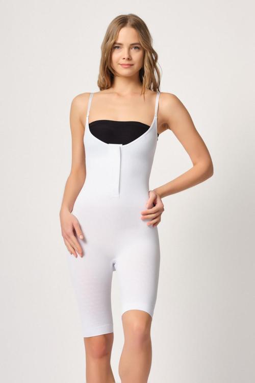 Beyaz Mı Emay 2093 Ön Agraflı Göğsü Açık Paçalı Boy Korse