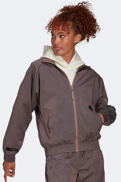 Women's New Woven Full Zip TT Jacket Kadın Bol Kesim Dokuma Spor Ceket Gül Kurusu