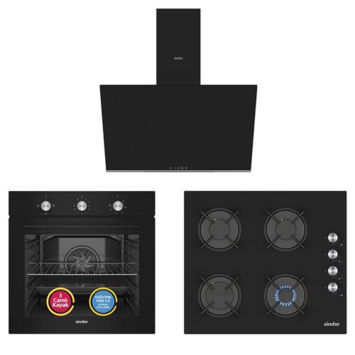 4 Fonksiyon Mekanik Siyah Power Turbo 3'lü Ankastre Set