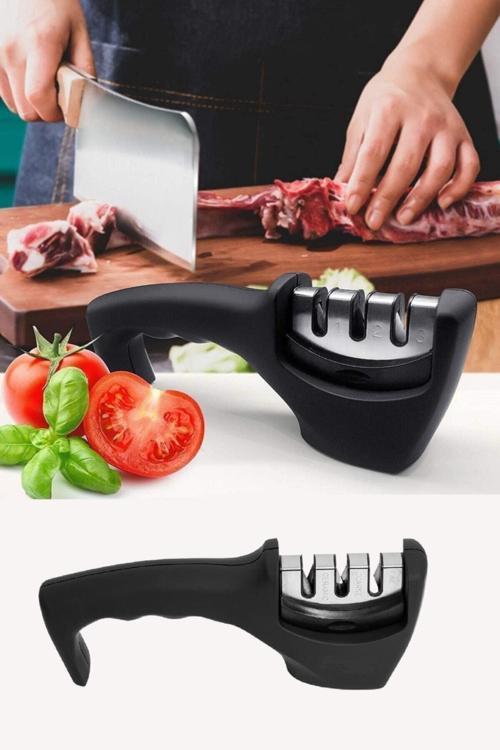 Profesyonel Bıçak Bileme Aleti 3 Açılı Elmas El Bıçakları Bileme Aparatı Ergonomik Saplı