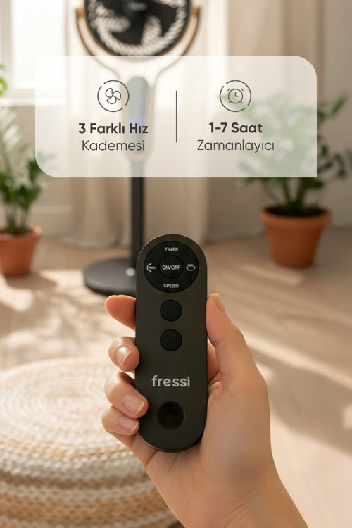 Ayaklı Vantilatör 3 Kademe Hız Ayarlı Kumandalı Fr-F25R Venturi
