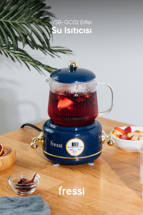 Cam Su Isıtıcı Kettle Elektrikli Çok Fonksiyonlu Bitki Çayı Makinesi Lacivert 600Ml Ysb-Gc02 Eiffel