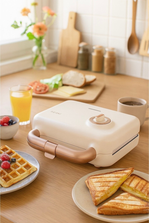 Tost Ve Waffle Makinesi | Çıkarabilir Yapışmaz Plakalı | 3 Ayrı Plaka |