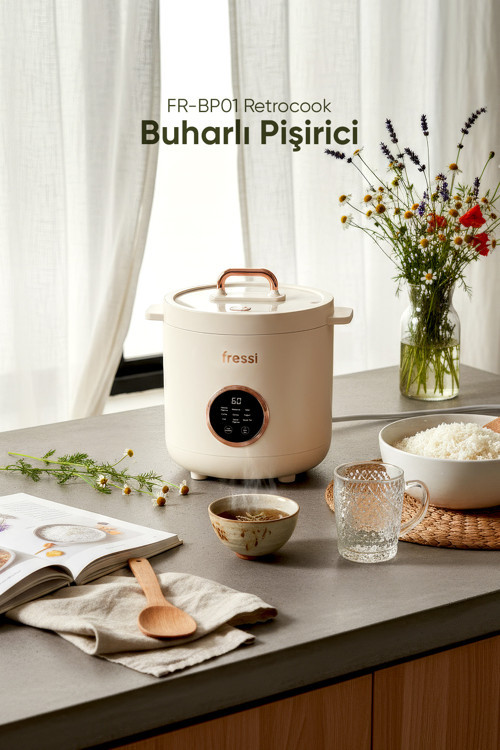 Elektrikli Tencere Çok Fonksiyonlu Hızlı Akıllı Pişirici Yoğurt Makinesi 1,2L 300W Fr-Bp01 Retrocook