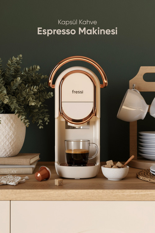 Espresso & Cappuccino Makinesi Kapsül Kahve Makinesi Krem Em-542 Belezza