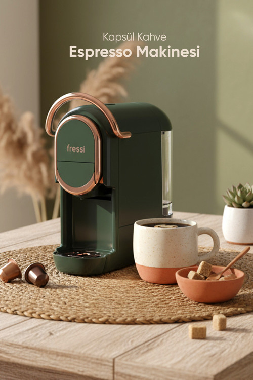 Espresso & Cappuccino Makinesi Kapsül Kahve Makinesi Yeşil Em-542 Belezza